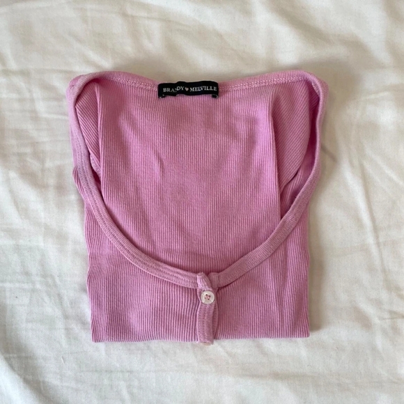 Pink Button-Up Ribbed Top - Picture 3 of 4